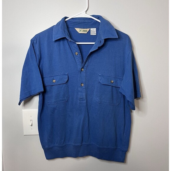 Vintage Haband Blue Pullover Shirt Medium M Button Collared - Excellent! - Picture 1 of 3